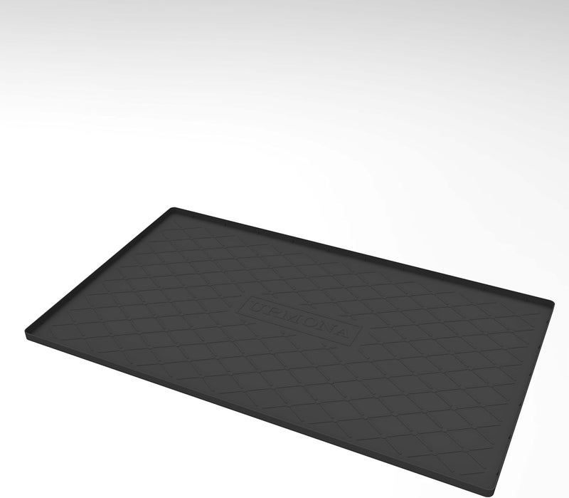 URMONA Large Dog Food Mat, 28" x 22" Pet Food Mat, Waterproof Dog Cat Food Mat with Raised Edges, Silicone Pet Food Mat, Dog Accessories, Prevents Food Spills, Protects Floors（Black） - Image 1